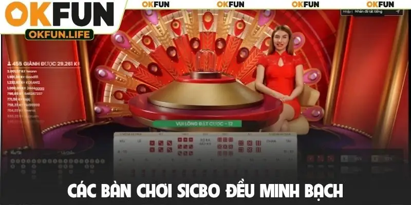 Các bàn chơi sicbo đều minh bạch