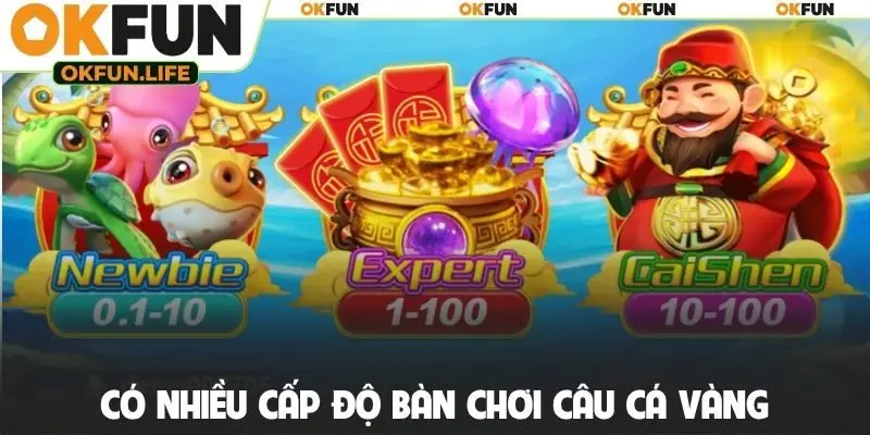 Có nhiều cấp độ bàn chơi Câu cá vàng
