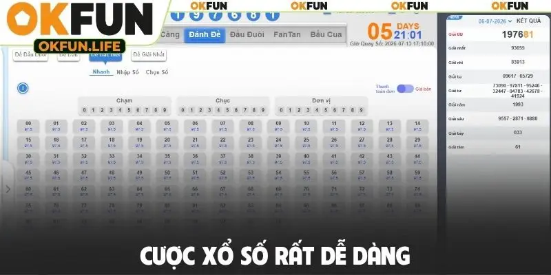Cược xổ số rất dễ dàng