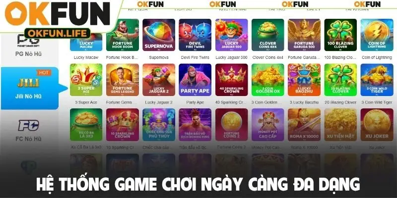 Hệ thống game chơi ngày càng đa dạng